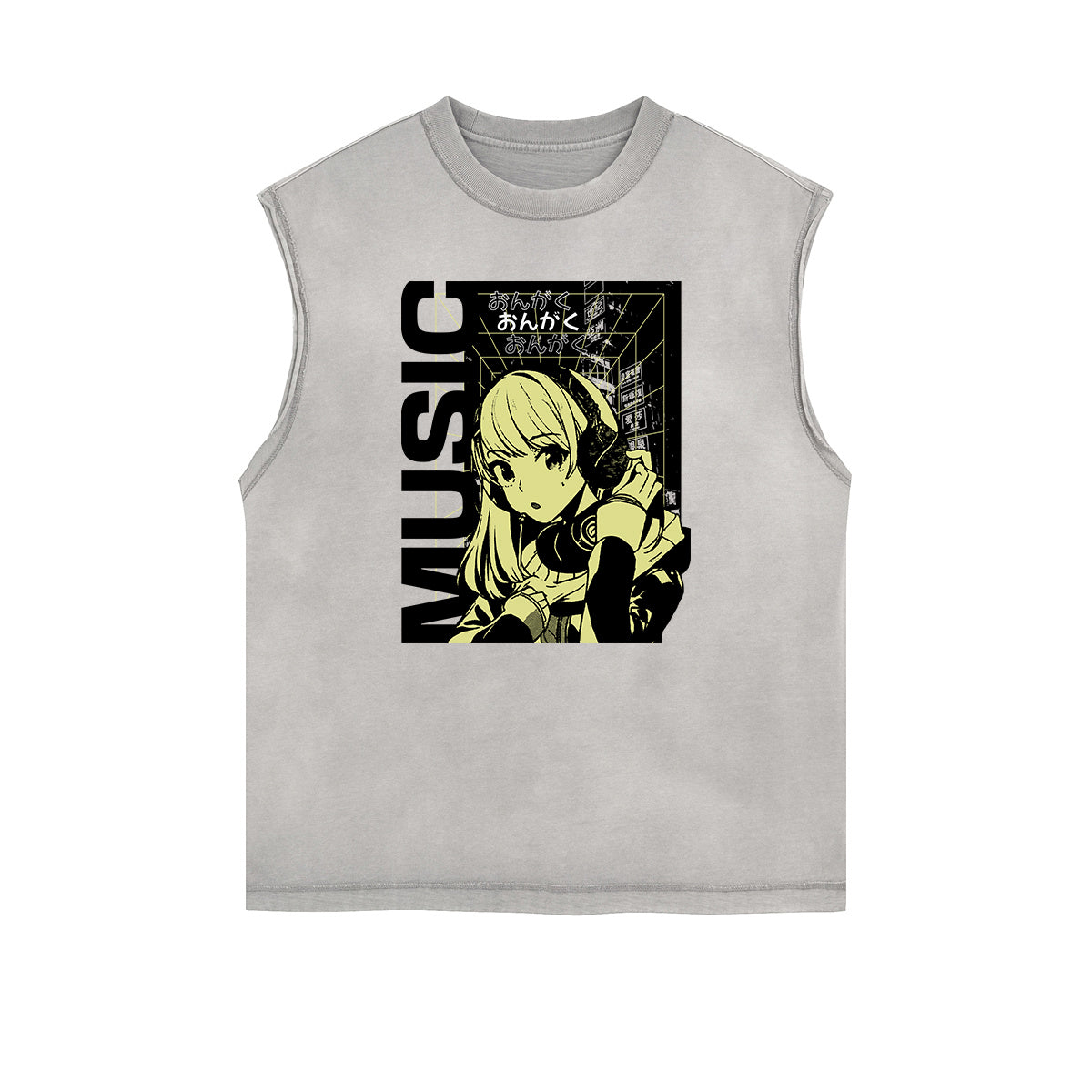 Sleeveless Manga Style Graphic Tee-INNBLAC Fashion Apparel