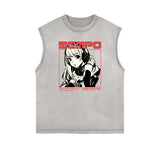 Sleeveless Manga Style Graphic Tee-INNBLAC Fashion Apparel