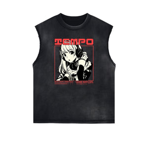 Anime Character Print Tank Top-INNBLAC Fashion Apparel