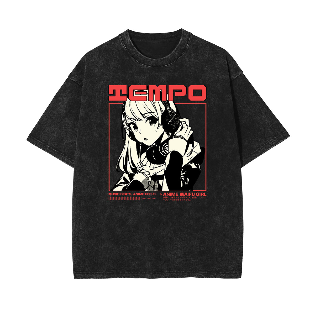 Stone Wash Manga Style Graphic Tee