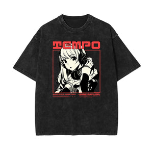 Stone Wash Manga Style Graphic Tee-INNBLAC Fashion Apparel