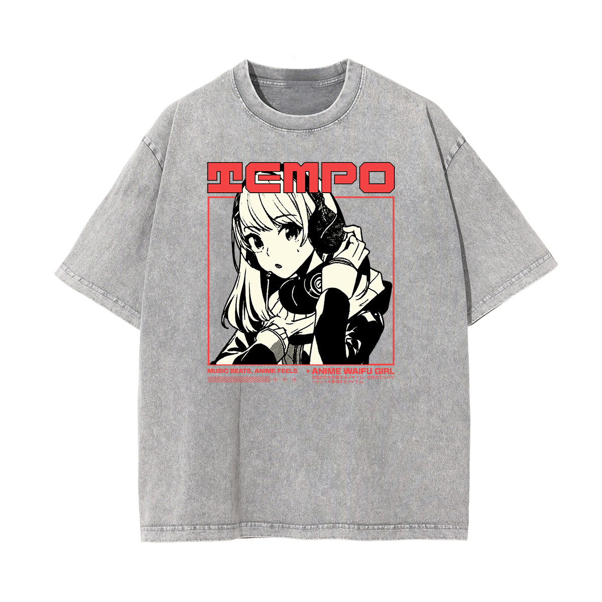 Washed Faded Anime Character Print Tee