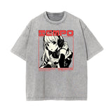 Washed Faded Anime Character Print Tee-INNBLAC Fashion Apparel