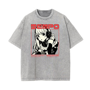 Washed Faded Anime Character Print Tee-INNBLAC Fashion Apparel