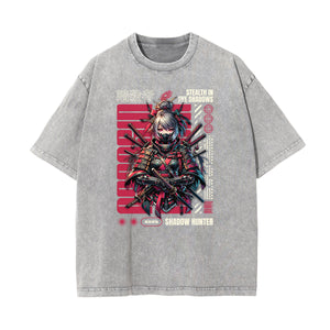 Washed Faded Anime Character Print Tee-INNBLAC Fashion Apparel