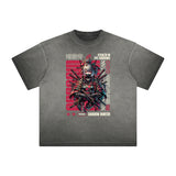 Distressed Anime Character Print Tee-INNBLAC Fashion Apparel