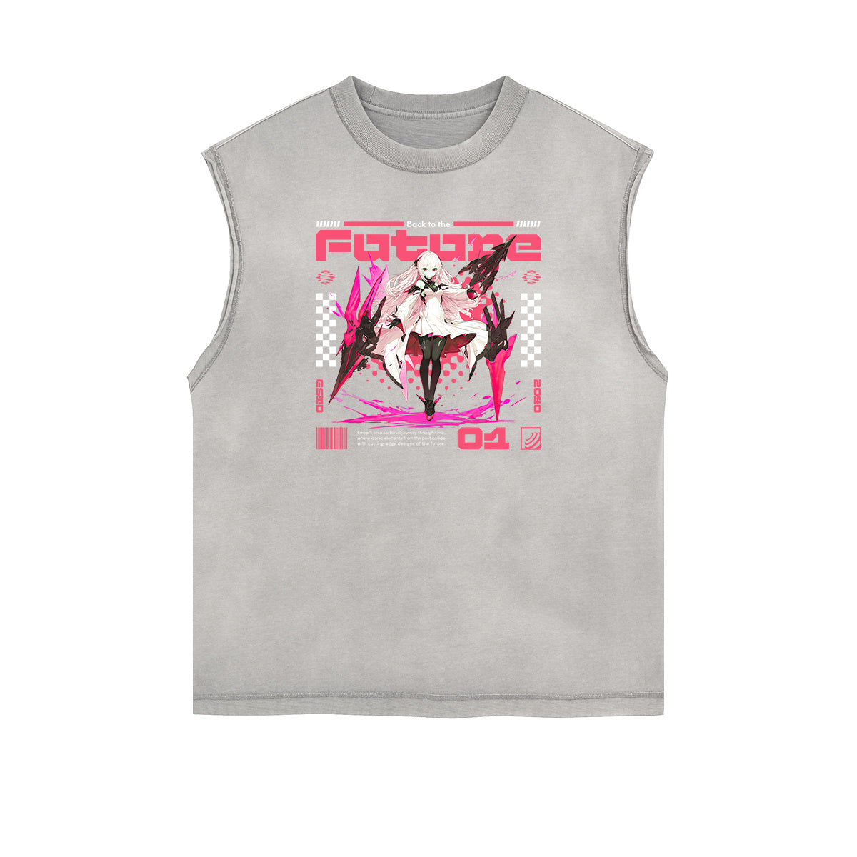 Sleeveless Manga Style Graphic Tee-INNBLAC Fashion Apparel