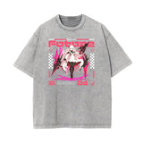 Washed Faded Anime Character Print Tee-INNBLAC Fashion Apparel