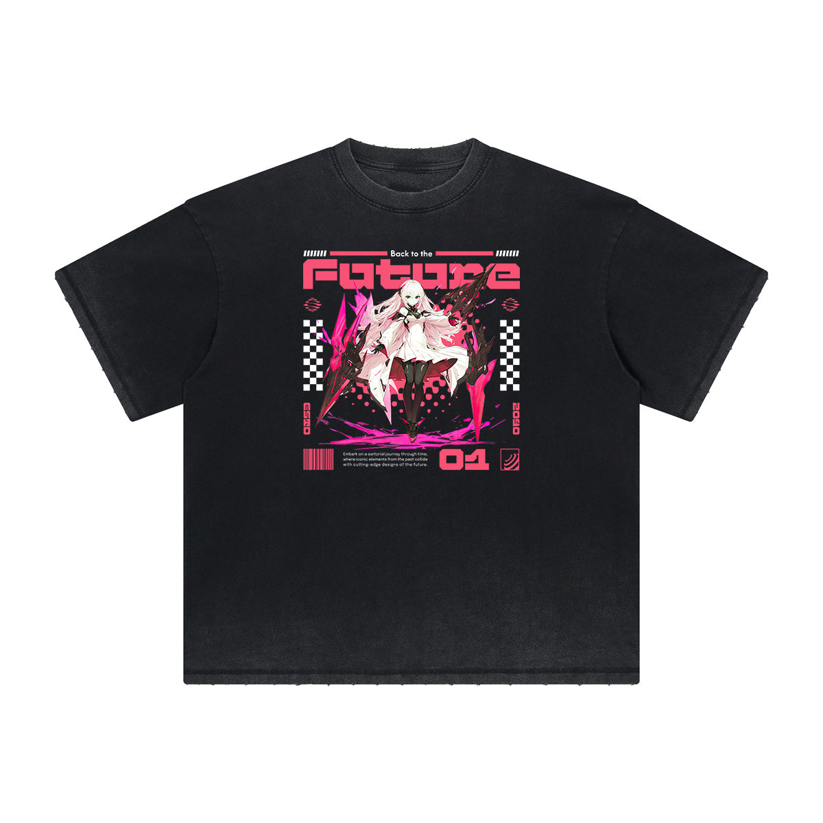 Distressed Y2K Manga Style Graphic Tee-INNBLAC Fashion Apparel