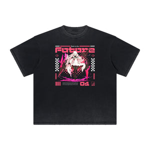 Distressed Y2K Manga Style Graphic Tee-INNBLAC Fashion Apparel