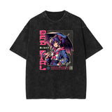 Stone Wash Manga Style Graphic Tee-INNBLAC Fashion Apparel