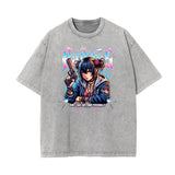 Washed Faded Anime Character Print Tee-INNBLAC Fashion Apparel