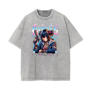 Washed Faded Anime Character Print Tee-INNBLAC Fashion Apparel