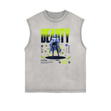 Sleeveless Manga Style Graphic Tee-INNBLAC Fashion Apparel