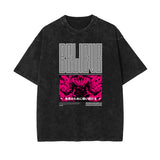 Stone Wash Manga Style Graphic Tee-INNBLAC Fashion Apparel