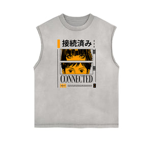 Sleeveless Manga Style Graphic Tee-INNBLAC Fashion Apparel