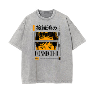 Washed Faded Anime Character Print Tee-INNBLAC Fashion Apparel