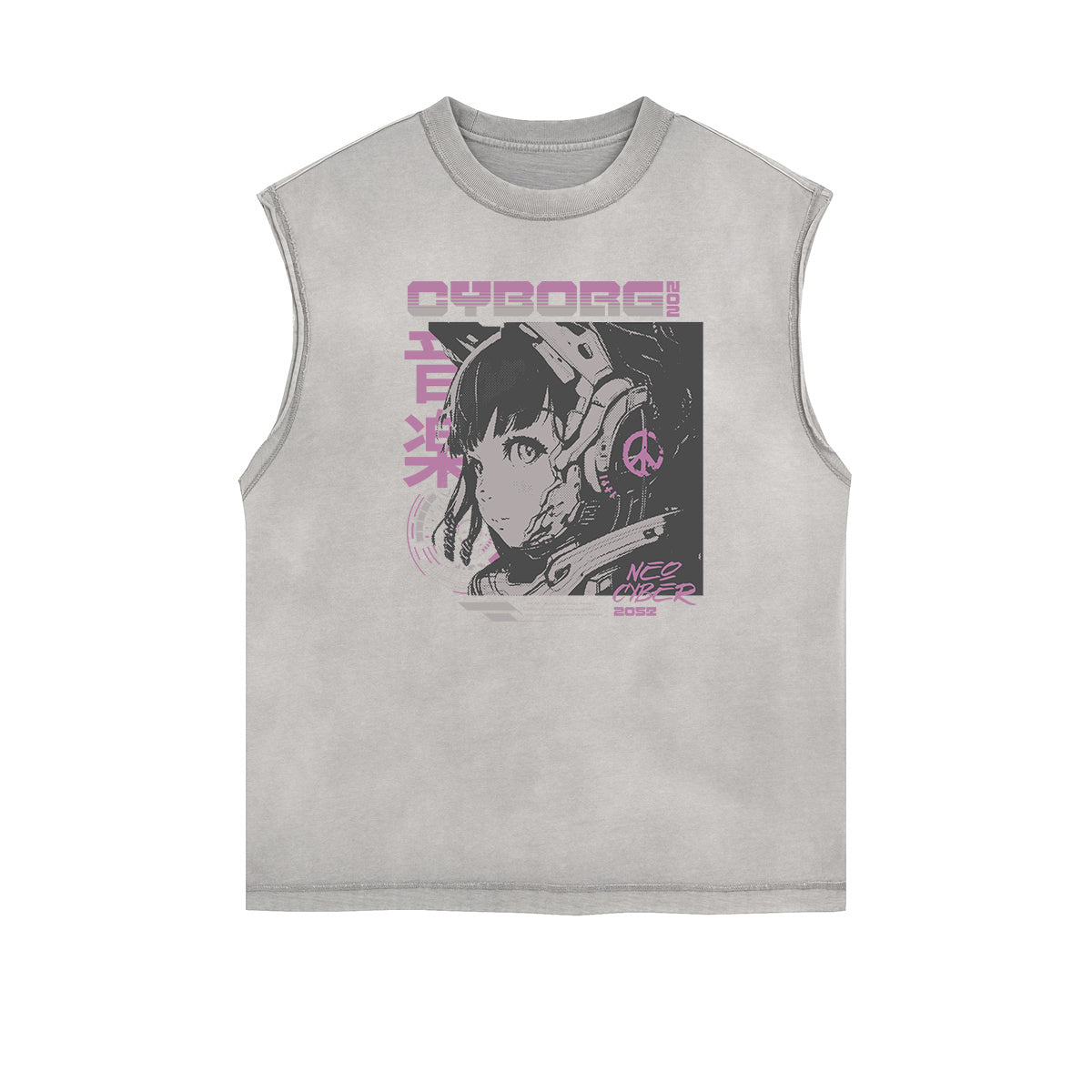 Sleeveless Manga Style Graphic Tee-INNBLAC Fashion Apparel