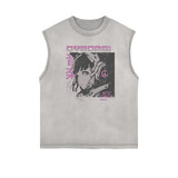 Sleeveless Manga Style Graphic Tee-INNBLAC Fashion Apparel