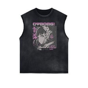 Anime Character Print Tank Top-INNBLAC Fashion Apparel