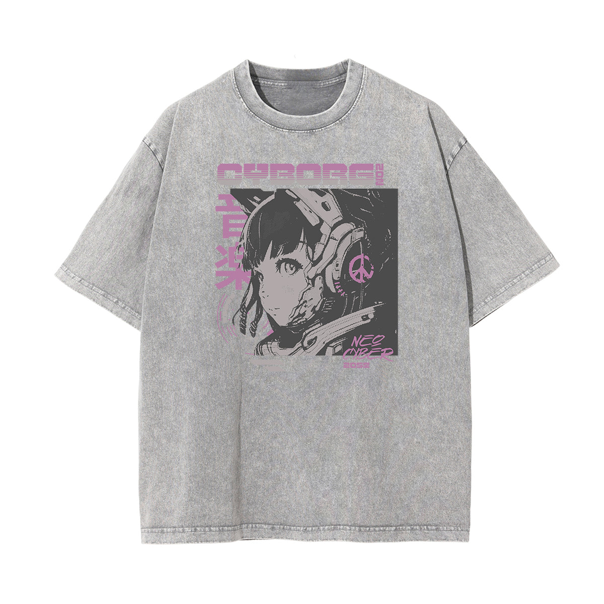 Washed Faded Anime Character Print Tee-INNBLAC Fashion Apparel