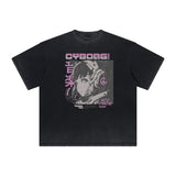 Distressed Y2K Manga Style Graphic Tee-INNBLAC Fashion Apparel