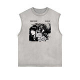 Sleeveless Manga Style Graphic Tee-INNBLAC Fashion Apparel