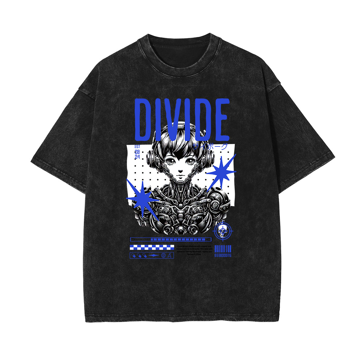 Stone Wash Manga Style Graphic Tee-INNBLAC Fashion Apparel