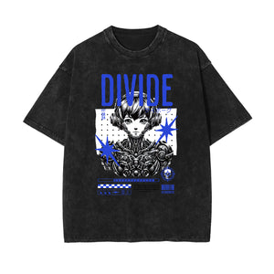 Stone Wash Manga Style Graphic Tee-INNBLAC Fashion Apparel