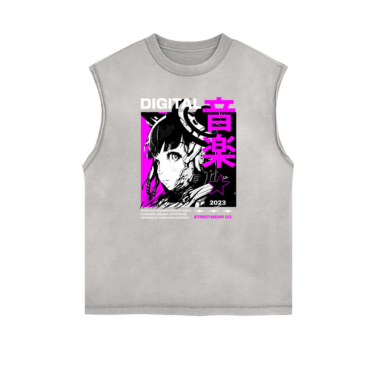 Sleeveless Manga Style Graphic Tee-INNBLAC Fashion Apparel