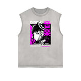 Sleeveless Manga Style Graphic Tee-INNBLAC Fashion Apparel