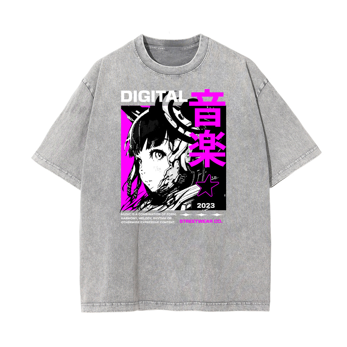 Washed Faded Anime Character Print Tee-INNBLAC Fashion Apparel