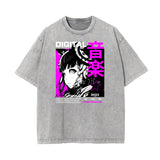 Washed Faded Anime Character Print Tee-INNBLAC Fashion Apparel