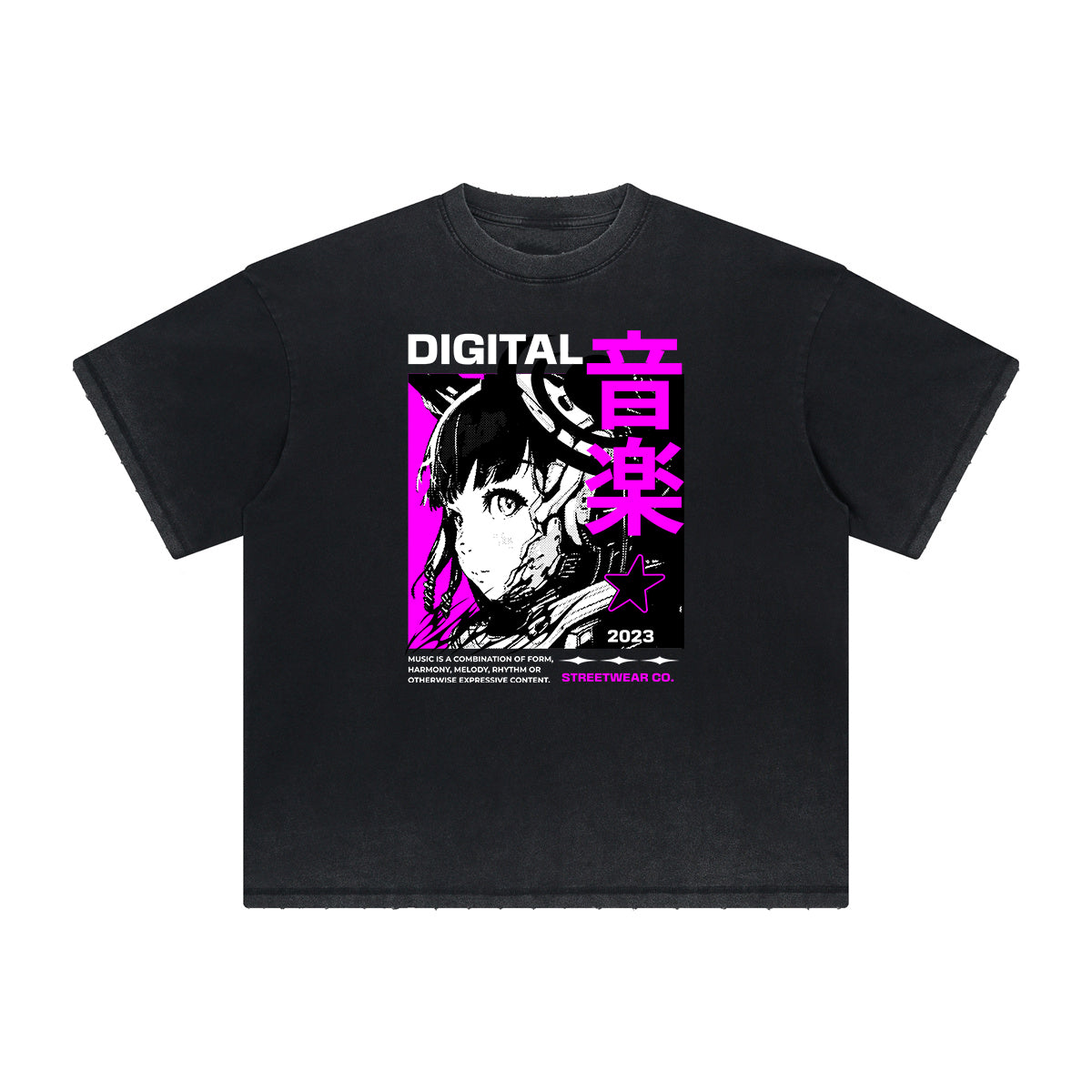 Distressed Y2K Manga Style Graphic Tee-INNBLAC Fashion Apparel