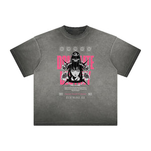 Distressed Anime Character Print Tee-INNBLAC Fashion Apparel