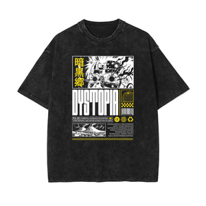 Stone Wash Manga Style Graphic Tee-INNBLAC Fashion Apparel