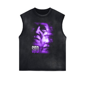 Face Blurred Design Graphic Tank Top-INNBLAC Fashion Apparel