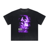 Distressed Face Blurred Design Graphic Tee-INNBLAC Fashion Apparel