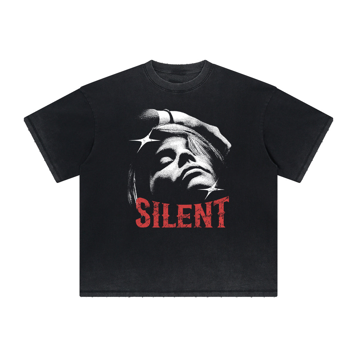 Distressed Face Blurred Design Graphic Tee-INNBLAC Fashion Apparel