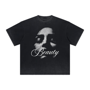 Distressed Face Blurred Design Graphic Tee-INNBLAC Fashion Apparel