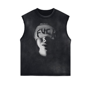 Face Blurred Design Graphic Tank Top-INNBLAC Fashion Apparel