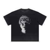 Distressed Face Blurred Design Graphic Tee-INNBLAC Fashion Apparel