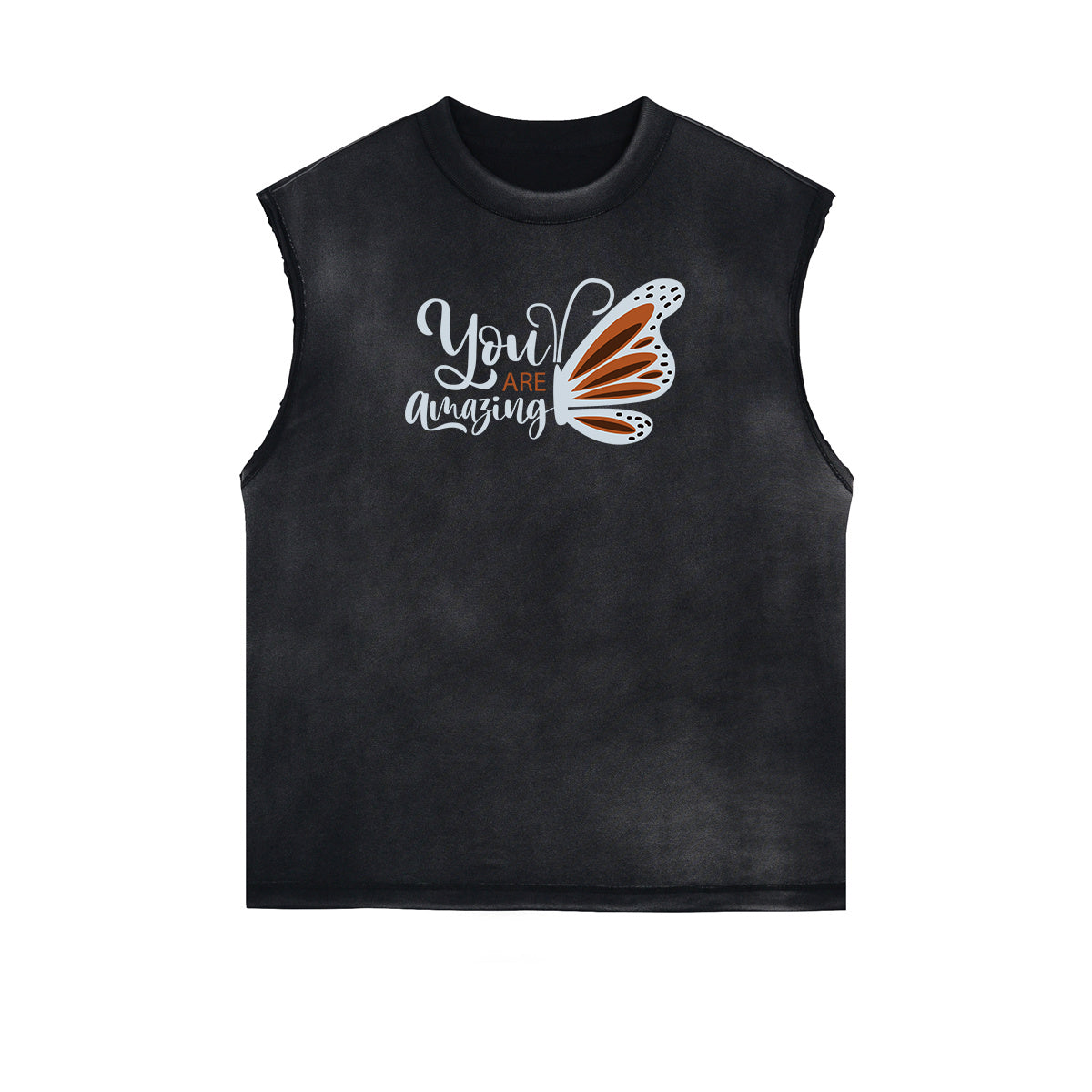 Sleeveless Butterfly Graphic T Shirt-INNBLAC Fashion Apparel