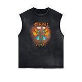 Sleeveless Butterfly Graphic T Shirt-INNBLAC Fashion Apparel