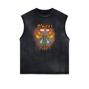 Sleeveless Butterfly Graphic T Shirt-INNBLAC Fashion Apparel