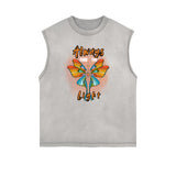 Faded Butterfly Pattern Tank Top-INNBLAC Fashion Apparel