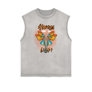 Faded Butterfly Pattern Tank Top-INNBLAC Fashion Apparel