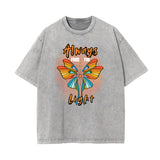 Washed Faded Butterfly Graphic Tee-INNBLAC Fashion Apparel