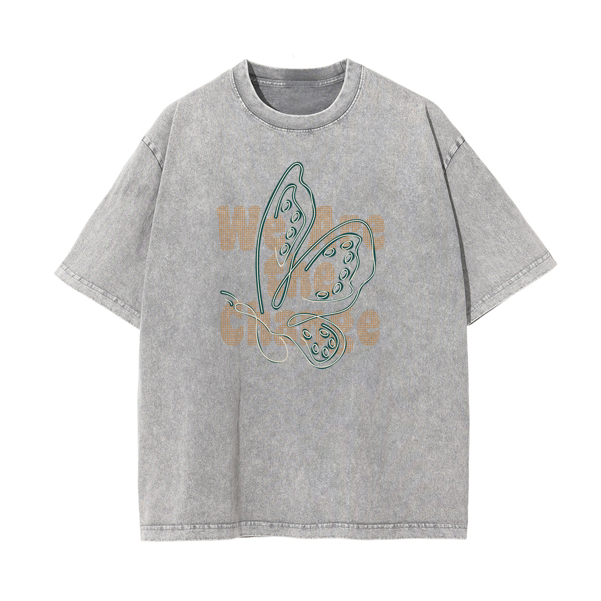 Washed Faded Butterfly Graphic Tee-INNBLAC Fashion Apparel