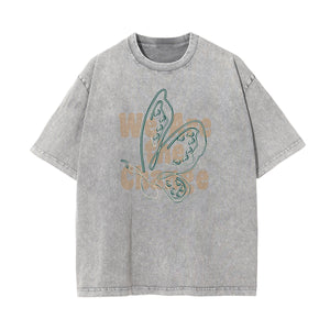 Washed Faded Butterfly Graphic Tee-INNBLAC Fashion Apparel